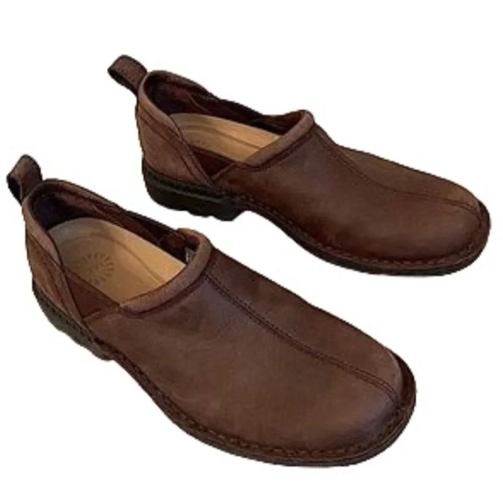 UGG Australia Men's Brown Leather Dyersville Loafer Shoe Size 9.5 - Picture 2 of 12
